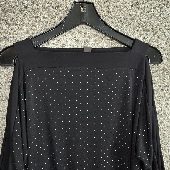 Chicos Travelers Top Womens 0 US Small‎ Black Embellished Cold Shoulder Ladies - Picture 4 of 7
